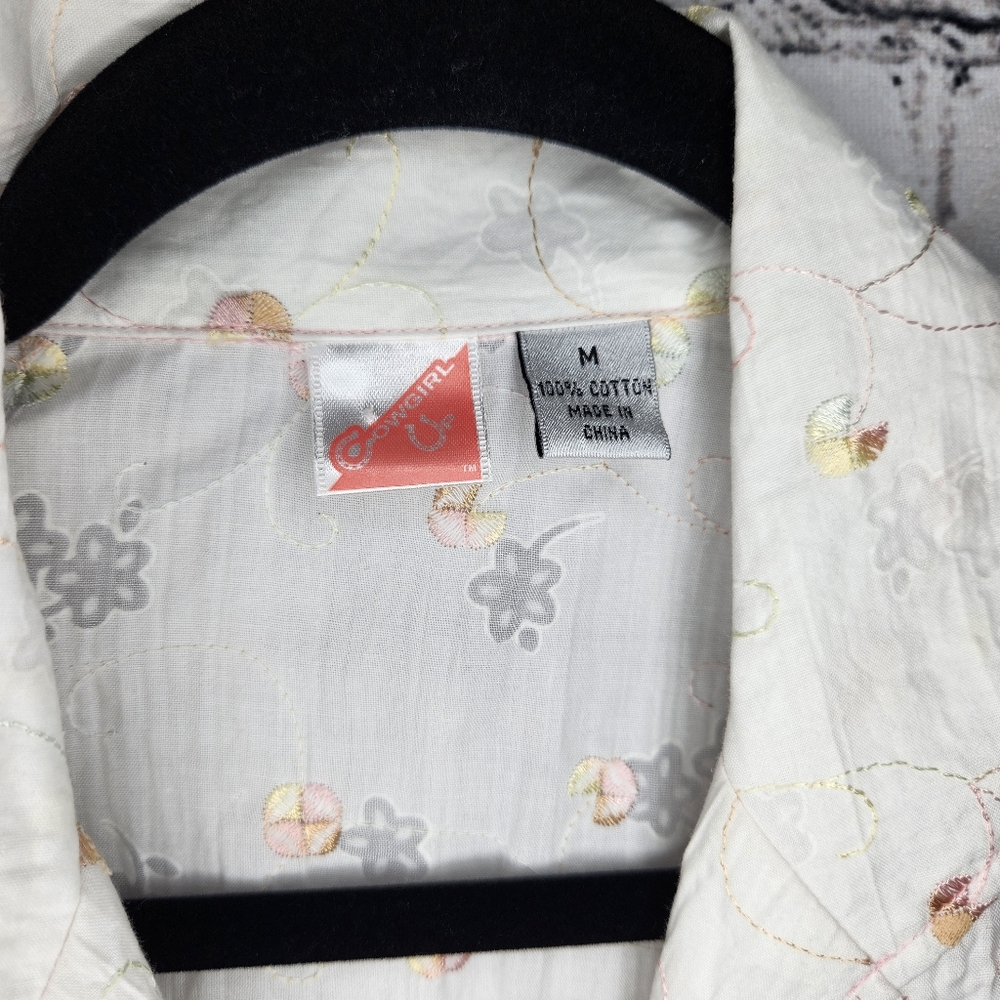 Cowgirl Up Cotton Western Embroidered 3/4 Sleeve Lightweight Blazer Jacket Sz M‎ - Picture 2 of 7